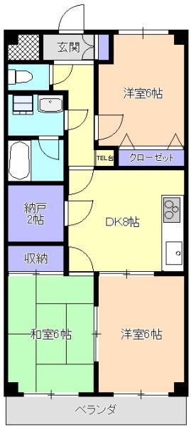 エトワール所沢(3SDK/1階)の間取り写真