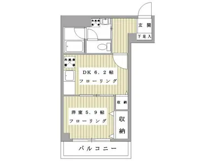 モノリス湘南(1DK/3階)の間取り写真