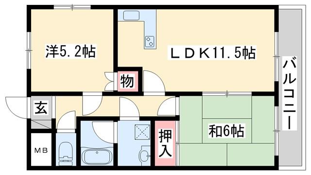 MTハイツ(2LDK/1階)の間取り写真