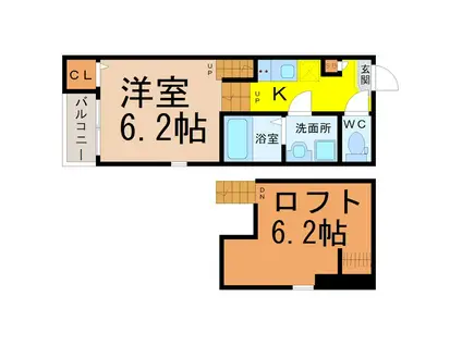 ソレイユ山王(1K/1階)の間取り写真