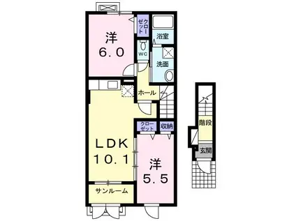 マ・メゾン(2LDK/2階)の間取り写真