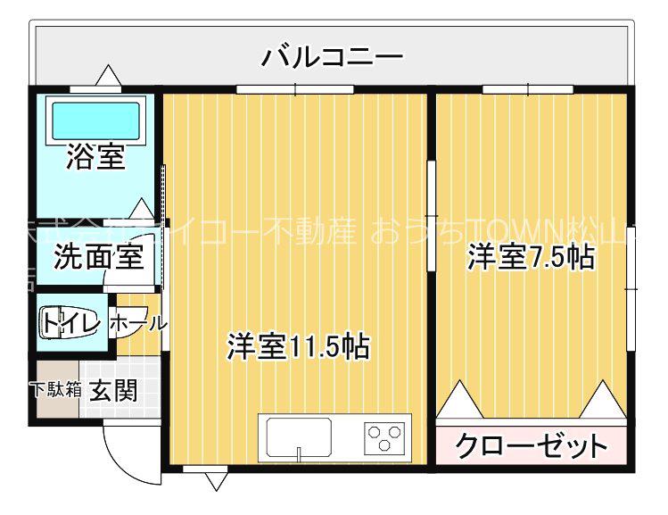 Mマンション(1LDK/2階)の間取り写真