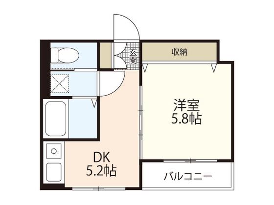 サニープレイス牛田新町(1DK/3階)の間取り写真