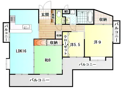 A・ホークス(3LDK/8階)の間取り写真