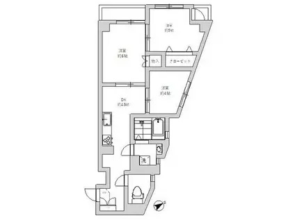 光シャンブル生田(3DK/4階)の間取り写真