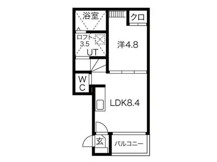 テラス菊井(1LDK/2階)の間取り写真