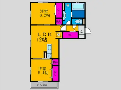 リエストI(2LDK/2階)の間取り写真