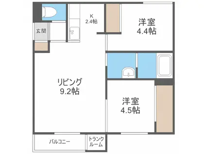 フルシュ(2LDK/2階)の間取り写真