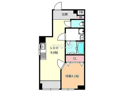 HILL CLIMB MOMODANIヒルクライム桃谷(1LDK/3階)の間取り写真