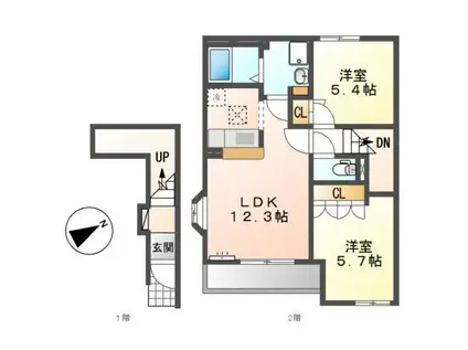 グランチェスタI(2LDK/2階)の間取り写真