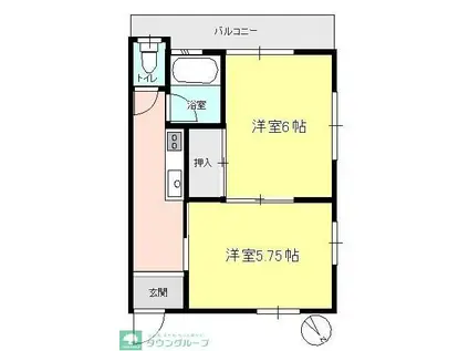 双葉コーポ(2K/2階)の間取り写真