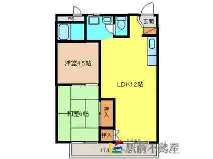 シティハイツ紫村(2LDK/2階)の間取り写真