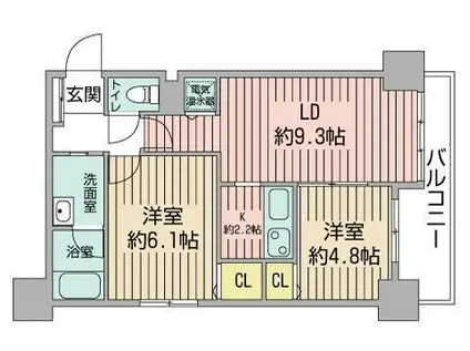 プライムアーバン北3条通(2LDK/9階)の間取り写真