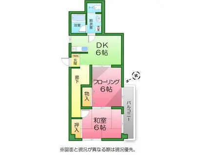 コーポ泰山II(2DK/3階)の間取り写真