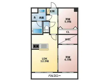 フローラ荘園(2LDK/2階)の間取り写真