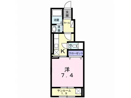 ツインズまつ木(1K/1階)の間取り写真