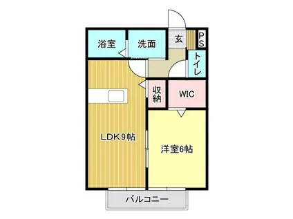 サンビレッジ弥生の森(1LDK/1階)の間取り写真