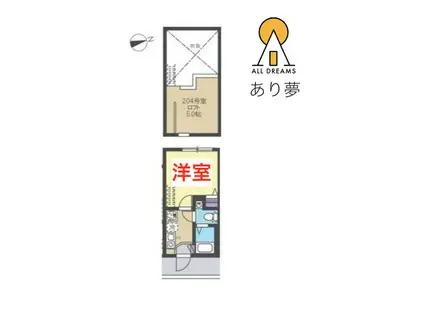 LA・BREA横浜反町(1K/2階)の間取り写真