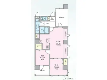 PJ TREE NEST ツリーネスト(2LDK/4階)の間取り写真