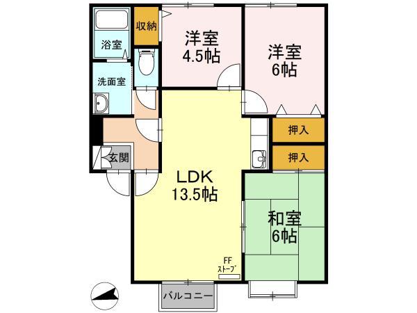 メゾンパークス(3LDK/1階)の間取り写真