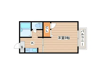 シャンピア菅野 B(1K/2階)の間取り写真