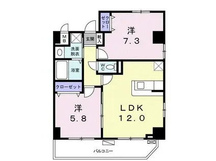 CASA CARO(2LDK/4階)の間取り写真