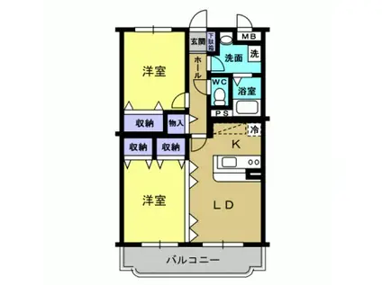 華美が丘 プルミエ(2LDK/3階)の間取り写真