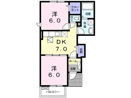 サンパティオI(2DK/1階)の間取り写真