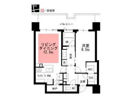 ザ・ファインタワー名古屋今池(1LDK/22階)の間取り写真