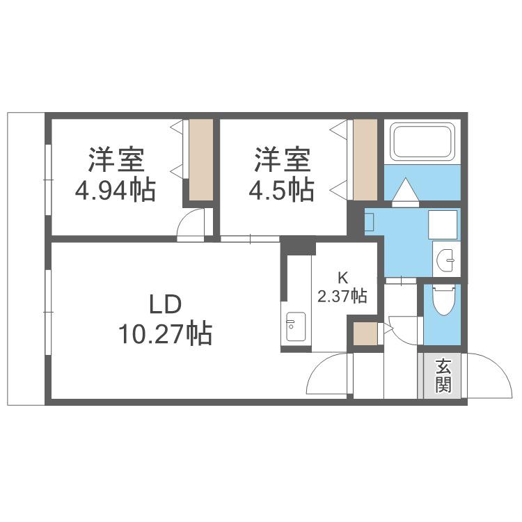 S-RESIDENCE医大南ALTIER(2LDK/1階)の間取り写真