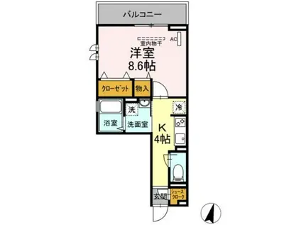 セジュール AOBA ボヌール(1K/1階)の間取り写真