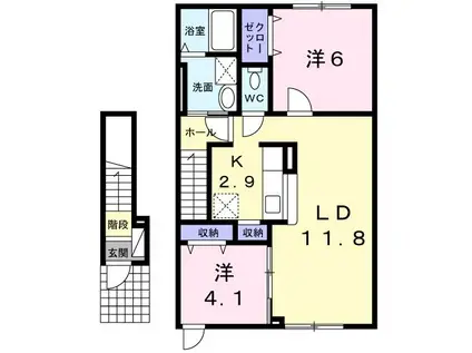 カーサ セレノ(2LDK/2階)の間取り写真