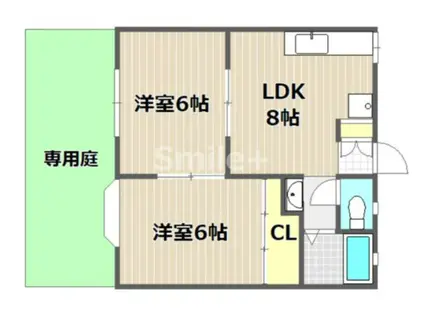 グランドールA(2DK/1階)の間取り写真