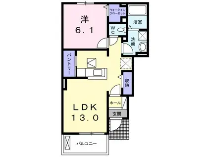 サニーヒル北山(1LDK/1階)の間取り写真