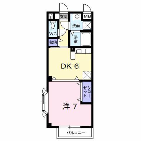 ヴィラージュA(1DK/1階)の間取り写真