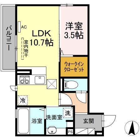 TUBAKI HOUSE(1LDK/1階)の間取り写真