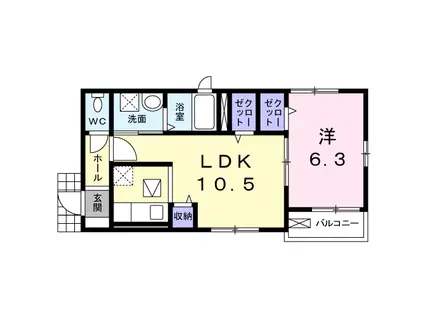 ベルハイツ(1LDK/1階)の間取り写真