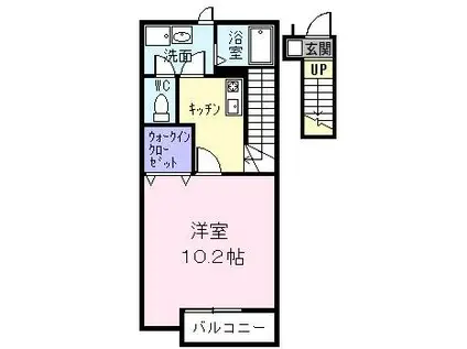 ダイトー南田園B(1K/2階)の間取り写真