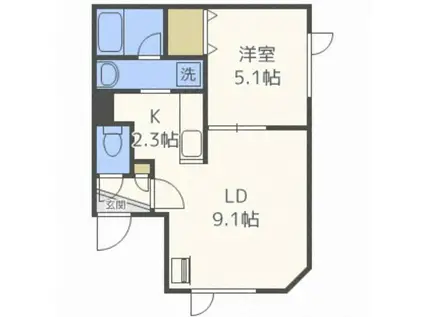 ピアチェーレ(1LDK/2階)の間取り写真