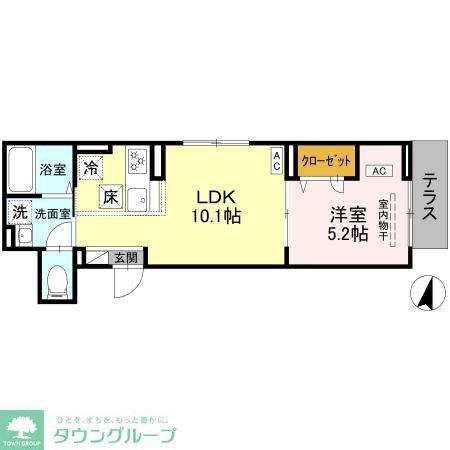 セレスティア上十条(1LDK/2階)の間取り写真