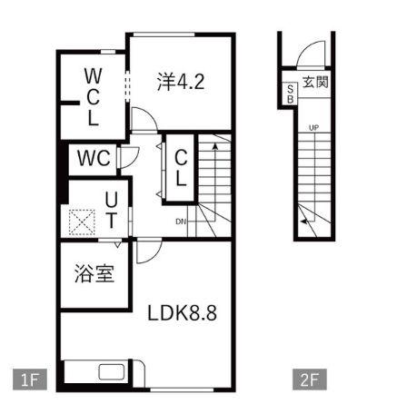 スーパーコンビニ徒歩10分圏内 J.BREATH(1LDK/2階)の間取り写真