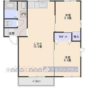 エクレール富澤B(2LDK/1階)の間取り写真