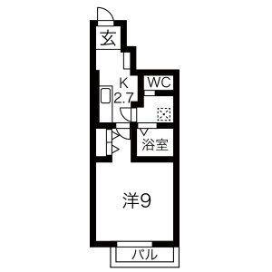 アップデン(1K/1階)の間取り写真