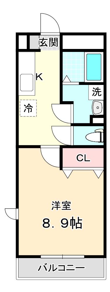 VIGORE KURIMA(1K/4階)の間取り写真