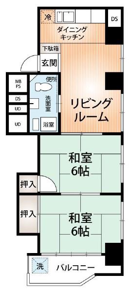 新大阪第2ダイヤモンドマンション(2DK/6階)の間取り写真