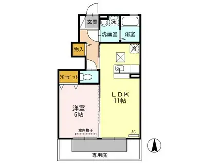 サント カンパーニュ(1LDK/1階)の間取り写真