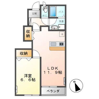 ウイングコート(1LDK/2階)の間取り写真