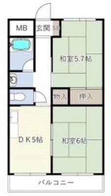 上中グリーンハイツ(2DK/2階)の間取り写真