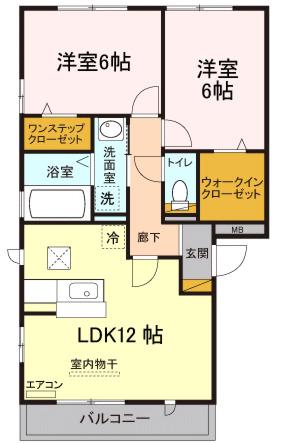 ラクールB(2LDK/1階)の間取り写真