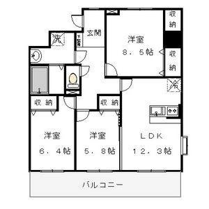 リバーサイド天神(3LDK/1階)の間取り写真